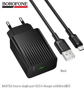  BOROFONE (6941991122651) BAS72Am 1USB 3.0A QC3.0 18W  micro USB Black