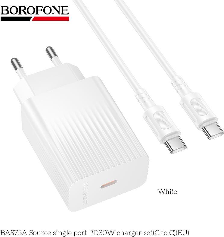 ��� BOROFONE (6941991122866) BAS75Aaa 1Type-C 3.0A PD30W ��� Type-C Type-C White