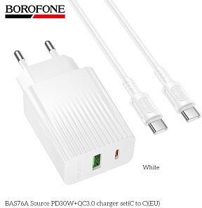 ��� BOROFONE (6941991122927) BAS76Aaa 1USB+1Type-C 3.0A QC3.0 PD30W ��� Type-C
