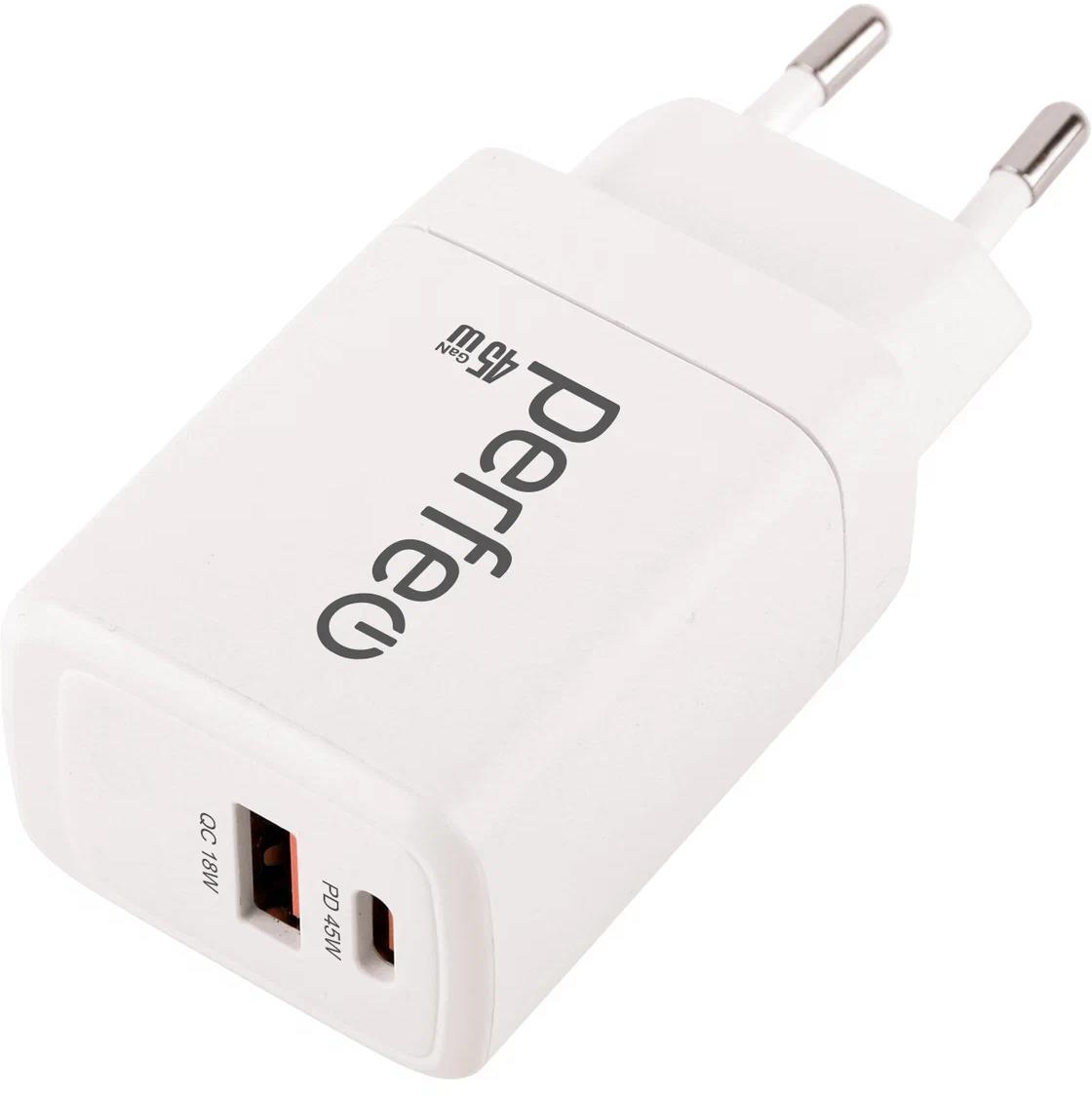  PERFEO (I4663) 2  USB-A+TYPE-C, GaN, 45W, 
