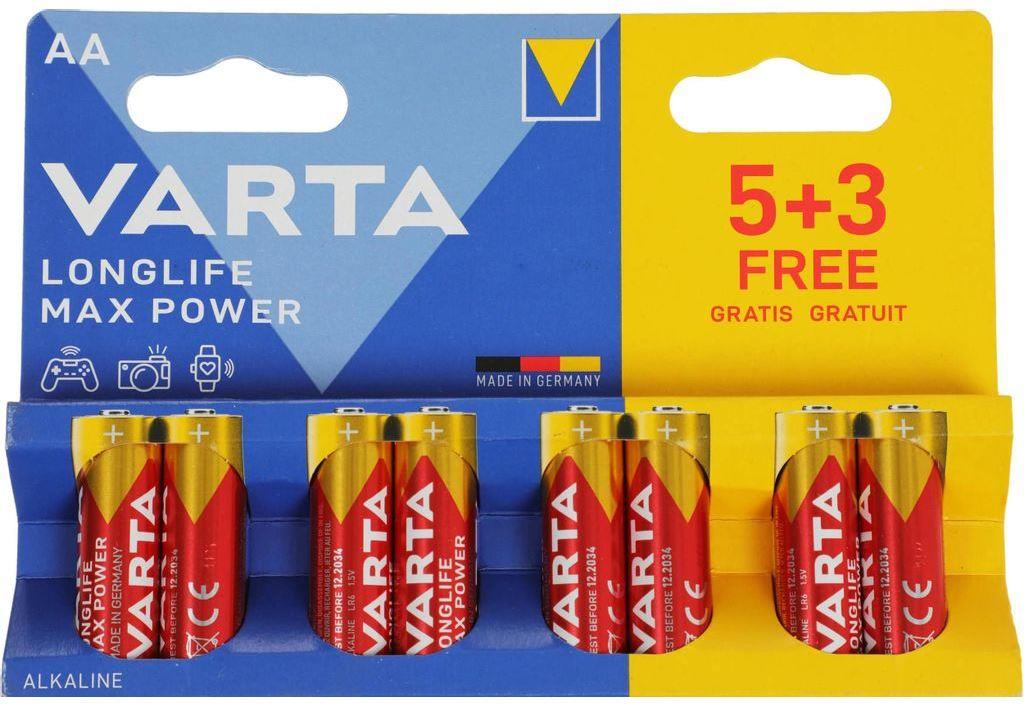  VARTA ������� LongLife Max Power Alkaline LR6 BL5+3 AA (8��) �������