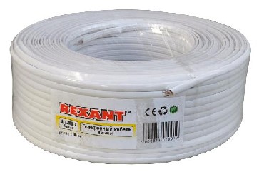Телефонный кабель REXANT (01-5101) ШТЛП-4 белый 4 жилы 100 м