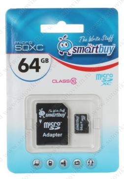  SMARTBUY (SD64GBSDCL10-01) MicroSDXC 64GB Class10 UHS-1 + 