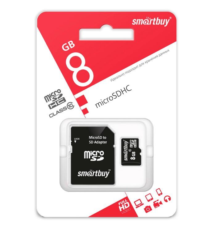  SMARTBUY (SB8GBSDCL10-01) MicroSDHC 8GB lass10 + 