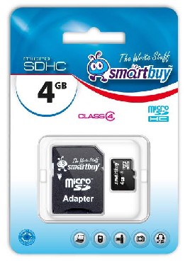  SMARTBUY (SB4GBSDCL4-01) MicroSDHC 4GB Class4 + 